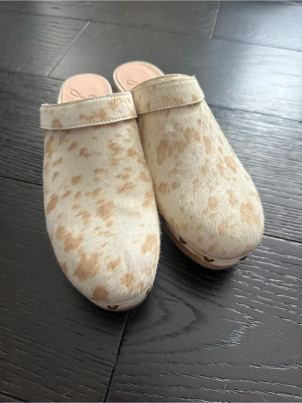 J. Crew Cow Print Calf Hair Clogs Size 7.5